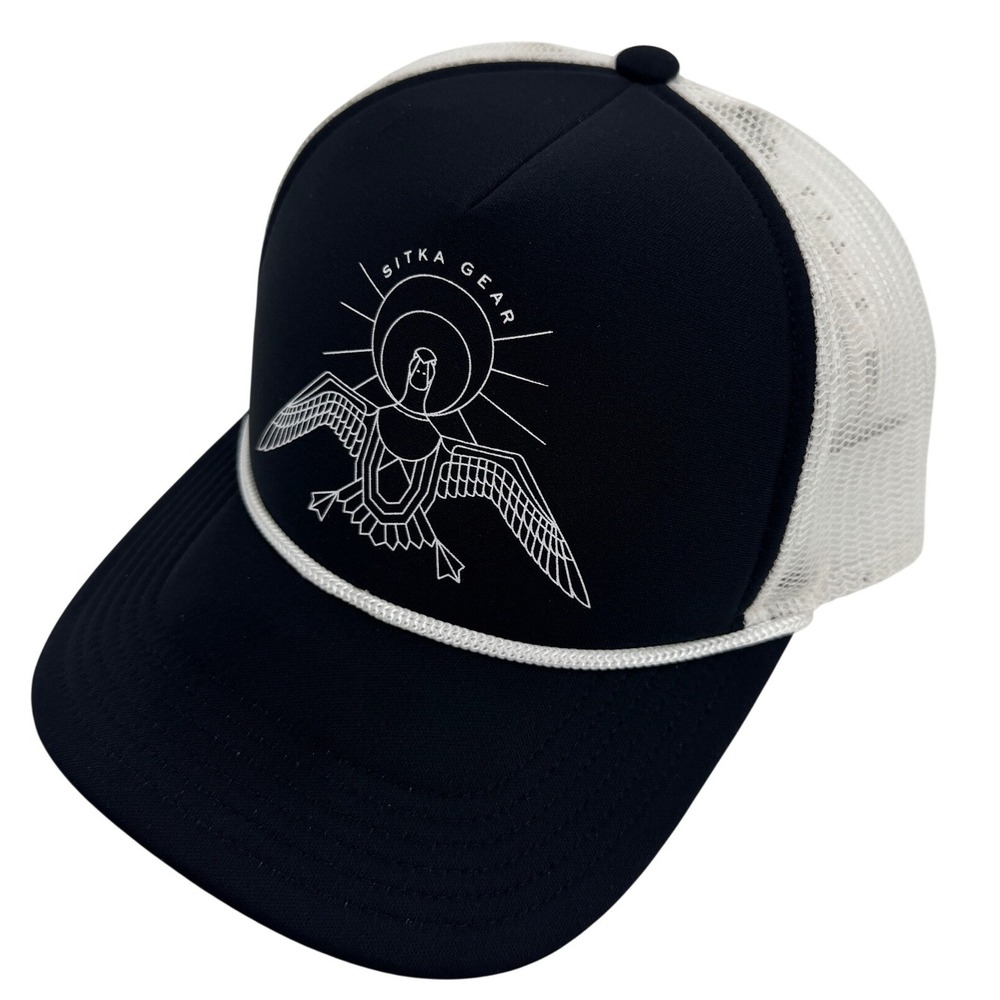 Sitka Gear Hi-Pro Trucker Hat Mens Black White Goose Graphic Snapback Cap 600519